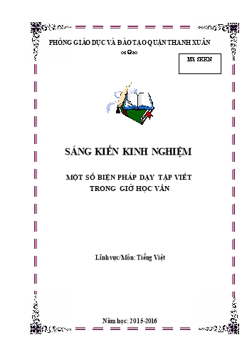 Sáng kiến kinh nghiệm Một số biện pháp dạy tập viết trong giờ Học vần