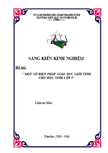 Sáng kiến kinh nghiệm Một số biện pháp giáo dục giới tính cho học sinh Lớp 5