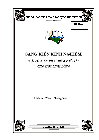 Sáng kiến kinh nghiệm Một số biện pháp rèn chữ viết cho học sinh Lớp 4