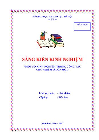 Sáng kiến kinh nghiệm Một số kinh nghiệm trong công tác chủ nhiệm ở Lớp Một