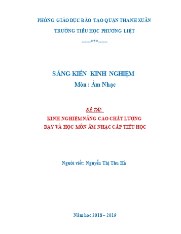 Sáng kiến kinh nghiệm Nâng cao chất lượng dạy và học môn Âm nhạc - Nguyễn Thị Thu Hà