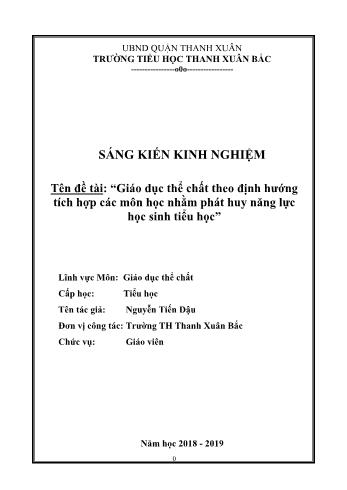 SKKN Giáo dục thể chất theo định hướng tích hợp các môn học nhằm phát huy năng lực học sinh Tiểu học