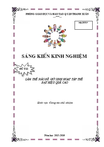 SKKN Làm thế nào để giờ sinh hoạt tập thể đạt hiệu quả cao