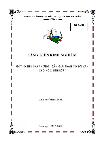 SKKN Một số biện pháp hướng dẫn giải toán có lời văn cho học sinh Lớp 1