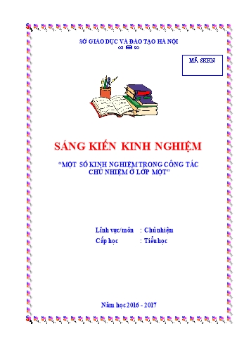 SKKN Một số kinh nghiệm trong công tác chủ nhiệm ở Lớp Một