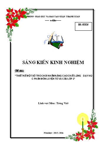 SKKN Thiết kế một số trò chơi nhằm nâng cao chất lượng dạy học phân môn Luyện từ và câu Lớp 2