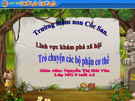 Bài giảng Mầm non Lớp Lá - Lĩnh vực khám phá xã hội: Trò chuyện các bộ phận cơ thể - Nguyễn Thị Hải Vân