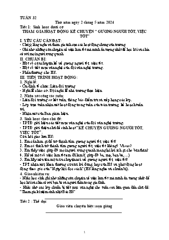 Giáo án Lớp 2 - Tuần 32 - Năm học 2023-2024 - Nguyễn Văn Tôn