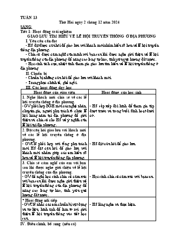 Giáo án Lớp 5 - Tuần 13 - Năm học 2024-2025 - Nguyễn Thu Nga