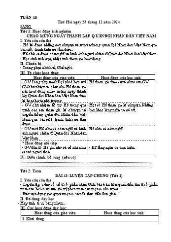 Giáo án Lớp 5 - Tuần 16 - Năm học 2024-2025 - Nguyễn Thu Nga