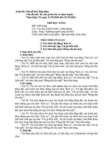 Giáo án Mầm non - Chủ đề lớn: Bản thân - Chủ đề nhỏ: Bé cần gì lớn lên và khỏe mạnh - Năm học 2024-2025 - Lù Thị Dung