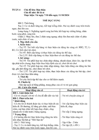 Giáo án Mầm non - Chủ đề lớn: Bản thân - Chủ đề nhỏ: Bé là ai - Năm học 2024-2025 - Lào Thị Hương