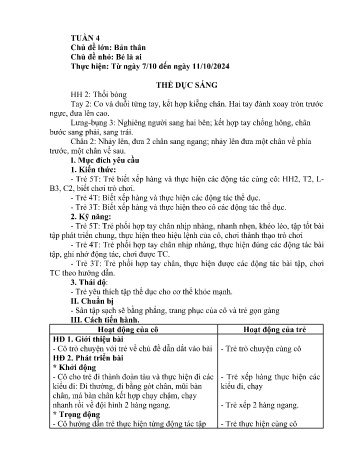 Giáo án Mầm non - Chủ đề lớn: Bản thân - Chủ đề nhỏ: Bé là ai - Năm học 2024-2025 - Hồ Thị Hoa