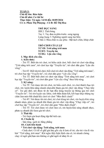 Giáo án Mầm non - Chủ đề lớn: Bản thân - Chủ đề nhỏ: Cơ thể bé - Năm học 2024-2025 - Phàn Thị Phượng