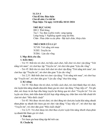 Giáo án Mầm non - Chủ đề lớn: Bản thân - Chủ đề nhỏ: Cơ thể bé - Năm học 2024-2025 - Bùi Thị Trịnh