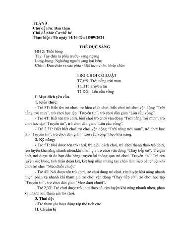 Giáo án Mầm non - Chủ đề lớn: Bản thân - Chủ đề nhỏ: Cơ thể bé - Năm học 2024-2025 - Phan Thị Tuyên