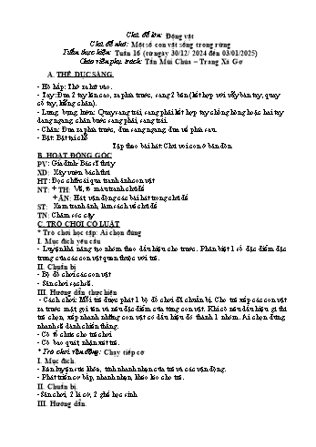 Giáo án Mầm non - Chủ đề lớn: Động vật - Chủ đề nhỏ: Một số con vật sống trong rừng - Năm học 2024-2025 - Tẩn Mùi Chúa