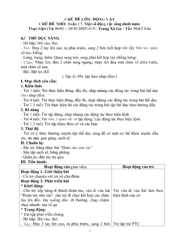 Giáo án Mầm non - Chủ đề lớn: Động vật - Chủ đề nhỏ: Một số động vật sống dưới nước - Năm học 2024-2025 - Trang Xá Gơ
