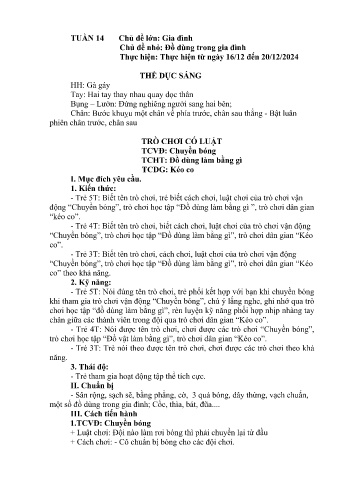 Giáo án Mầm non - Chủ đề lớn: Gia đình - Chủ đề nhỏ: Đồ dùng trong gia đình - Năm học 2024-2025 - Hồ Thị Hoa