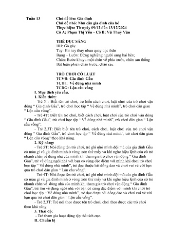 Giáo án Mầm non - Chủ đề lớn: Gia đình - Chủ đề nhỏ: Nhu cầu gia đình của bé - Năm học 2024-2025 - Phạm Thị Yến