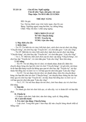 Giáo án Mầm non - Chủ đề lớn: Nghề nghiệp - Chủ đề nhỏ: Ngày nhà giáo Việt Nam - Năm học 2024-2025 - Lào Thị Hương