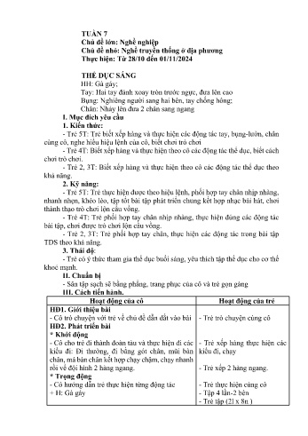 Giáo án Mầm non - Chủ đề lớn: Nghề nghiệp - Chủ đề nhỏ: Nghề nghiệp truyền thống ở địa phương - Năm học 2024-2025 - Bùi Thị Trịnh