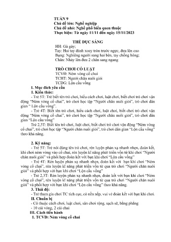 Giáo án Mầm non - Chủ đề lớn: Nghề nghiệp - Chủ đề nhỏ: Nghề phổ biến quen thuộc - Năm học 2024-2025 - Bùi Thị Trịnh