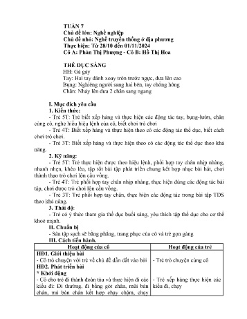 Giáo án Mầm non - Chủ đề lớn: Nghề nghiệp - Chủ đề nhỏ: Nghề truyền thống ở địa phương - Năm học 2024-2025 - Phàn Thị Phượng