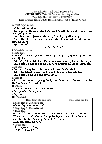 Giáo án Mầm non - Chủ đề lớn: Thế giới động vật - Chủ đề nhỏ: Các con côn trùng và chim - Năm học 2024-2025 - Tẩn Mùi Chúa