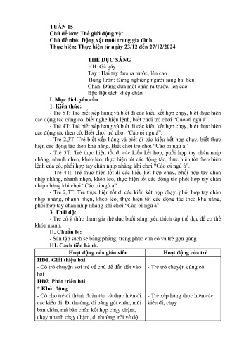 Giáo án Mầm non - Chủ đề lớn: Thế giới động vật - Chủ đề nhỏ: Động vật nuôi trong gia đình - Năm học 2024-2025 - Phan Thị Tuyên