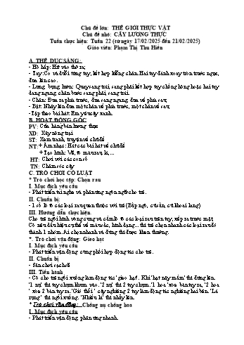 Giáo án Mầm non - Chủ đề lớn: Thế giới thực vật - Chủ đề nhỏ: Cây lương thực - Năm học 2024-2025 - Phạm Thị Thu Hiền