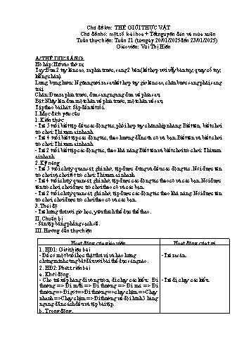 Giáo án Mầm non - Chủ đề lớn: Thế giới thực vật - Chủ đề nhỏ: Một số loài hoa. Tết nguyên đán và mùa xuân - Năm học 2024-2025 - Vùi Thị Hiển