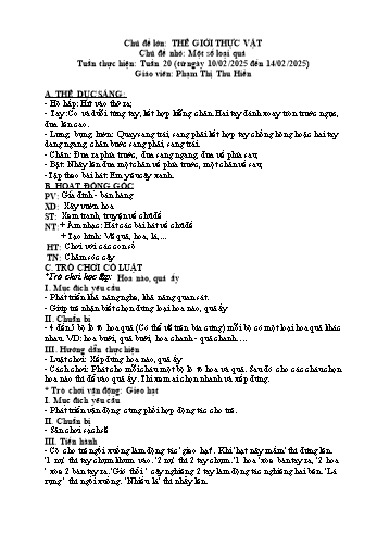 Giáo án Mầm non - Chủ đề lớn: Thế giới thực vật - Chủ đề nhỏ: Một số loài quả - Năm học 2024-2025 - Phạm Thị Thu Hiền