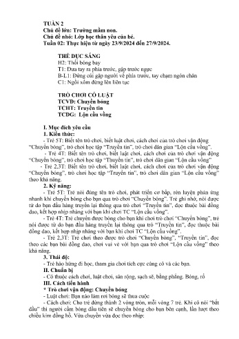 Giáo án Mầm non - Chủ đề lớn: Trường Mầm non - Chủ đề nhỏ: Lớp học thân yêu của bé - Năm học 2024-2025 - Lù Thị Dung