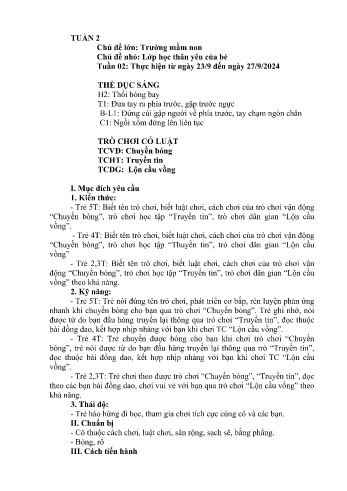 Giáo án Mầm non - Chủ đề lớn: Trường Mầm non - Chủ đề nhỏ: Lớp học thân yêu của bé - Năm học 2024-2025 - Chảo Tả Mẩy
