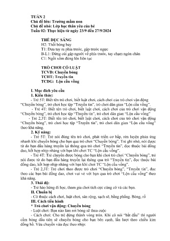 Giáo án Mầm non - Chủ đề lớn: Trường Mầm non - Chủ đề nhỏ: Lớp học thân yêu của bé - Năm học 2024-2025 - Đặng Vũ Kiều Anh