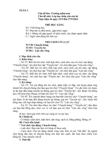 Giáo án Mầm non - Chủ đề lớn: Trường Mầm non - Chủ đề nhỏ: Lớp học thân yêu của bé - Năm học 2024-2025 - Hồ Thị Hoa