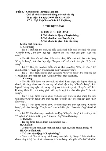 Giáo án Mầm non - Chủ đề lớn: Trường Mầm non - Chủ đề nhỏ: Một số đồ dùng, đồ chơi của lớp - Năm học 2024-2025 - Ngô Thị Châm