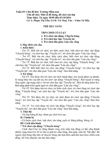 Giáo án Mầm non - Chủ đề lớn: Trường Mầm non - Chủ đề nhỏ: Một số đồ dùng, đồ chơi của lớp - Năm học 2024-2025 - Phạm Thị Yến