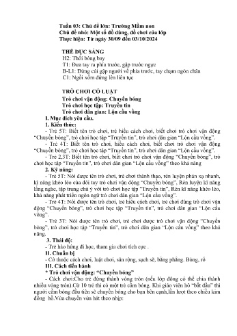 Giáo án Mầm non - Chủ đề lớn: Trường Mầm non - Chủ đề nhỏ: Một số đồ dùng, đồ chơi của lớp - Năm học 2024-2025 - Bùi Thị Trịnh