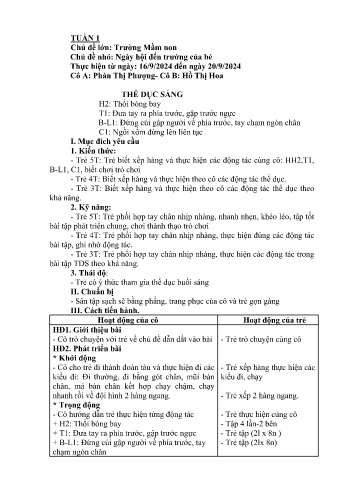 Giáo án Mầm non - Chủ đề lớn: Trường Mầm non - Chủ đề nhỏ: Ngày hội đến trường của bé - Năm học 2024-2025 - Phàn Thị Phượng