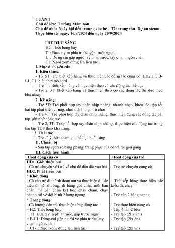 Giáo án Mầm non - Chủ đề lớn: Trường Mầm non - Chủ đề nhỏ: Ngày hội đến trường của bé. Tết trung thu. Dự án Steam - Năm học 2024-2025 - Bùi Thị Trịnh