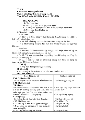 Giáo án Mầm non - Chủ đề lớn: Trường Mầm non - Chủ đề nhỏ: Ngày hội đến trường của bé - Năm học 2024-2025 - Phan Thị Tuyên
