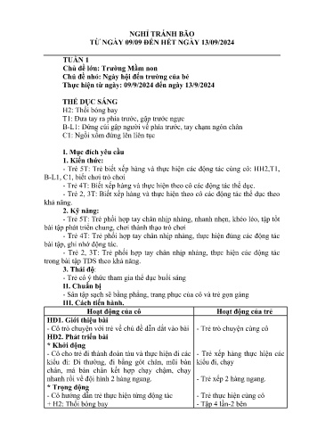Giáo án Mầm non - Chủ đề lớn: Trường Mầm non - Chủ đề nhỏ: Ngày hội đến trường của bé - Năm học 2024-2025 - Vũ Thủy Vân