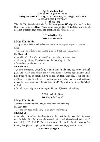 Giáo án Mầm non - Chủ điểm lớn: Gia đình - Chủ điểm nhỏ: Ngôi nhà của bé - Năm học 2024-2025 - Trần Thị Thu Hà