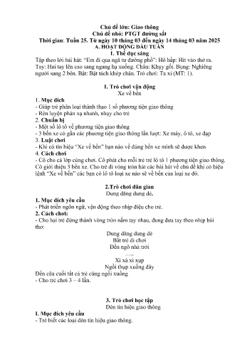 Giáo án Mầm non - Chủ điểm lớn: Giao thông - Chủ điểm nhỏ: Phương tiện giao thông đường sắt - Năm học 2024-2025 - Trần Thị Thu Hà