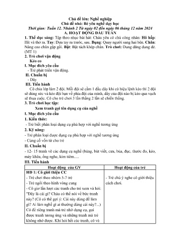 Giáo án Mầm non - Chủ điểm lớn: Nghề nghiệp - Chủ điểm nhỏ: Bé yêu nghề dạy học - Năm học 2024-2025 - Sùng Thị Du
