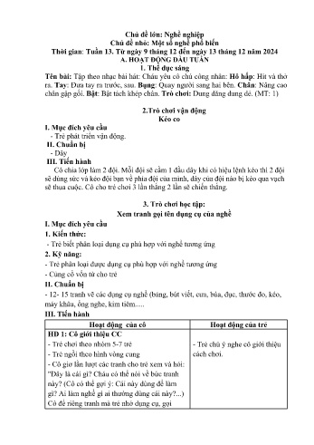 Giáo án Mầm non - Chủ điểm lớn: Nghề nghiệp - Chủ điểm nhỏ: Một số nghề phổ biến - Năm học 2024-2025 - Trần Thị Thu Hà