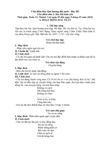 Giáo án Mầm non - Chủ điểm lớn: Quê hương đất nước. Bác Hồ - Chủ điểm nhỏ 3: Bác Hồ kính yêu - Năm học 2024-2025 - Trần Thị Thu Hà