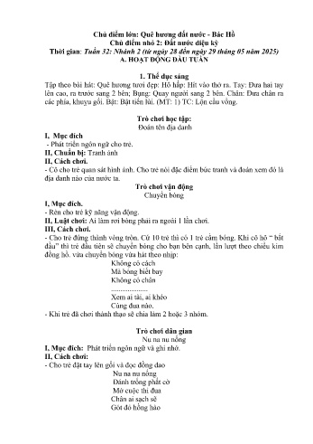 Giáo án Mầm non - Chủ điểm lớn: Quê hương đất nước. Bác Hồ - Chủ điểm nhỏ 2: Đất nước diệu kỳ - Năm học 2024-2025 - Trần Thị Thu Hà